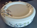 金岚玉唐山骨瓷7英寸深窝盘带瓷盖汤盘带盖盘子陶瓷盖微波炉菜盘瓷盖盘 青雀之喜-窝碗+盖子 1个 7英寸 实拍图