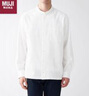 MUJI 男式 棉水洗牛津 立领衬衫 纯棉全棉 ACA40C2S 白色 S 165/84A 实拍图