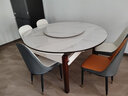 沐晨岩板餐桌实木可伸缩折叠圆餐桌椅组合现代简约小户型餐厅吃饭桌子 4轨道胡白色-雪山白岩板【皮椅】 1.50m一桌六椅 实拍图