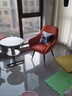 潇赫 凉台休闲桌椅阳台小桌椅网红小茶几现代简约一桌两椅组合三件套 双层黑架劳伦白+灰色+橙色 实拍图