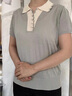 俞兆林（YUZHAOLIN）妈妈夏装冰丝针织小衫2026新款洋气短袖t恤翻领宽松母亲节上衣服 浅青色 2XL 建议130-140斤 实拍图