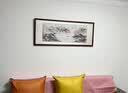 六画流水生财山水画靠山图客厅装饰画国画办公室风景挂画书房茶室壁画 流水生财A1 48*118cm宣纸锦绫+有机玻璃+胡桃色实木框（偏小） 实拍图