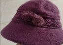 笙格儿 帽子女冬季中老年保暖兔毛帽老年人毛线帽围巾冬季送妈妈的生日礼物加绒针织帽 酒红 单个帽子 均码 实拍图