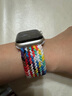 BHO【单圈编织】适用苹果手表表带apple iwatch s10/s11表带s9/se3/2单圈编织表带s8/7女士男生款 彩虹版色（白色连接器） 40/41/42表盘M码【腕围155-166mm】 实拍图