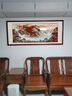 良木新中式客厅风景装饰画山水画靠山图沙发背景墙壁画鸿运当头挂画 A-鸿运当头-典雅红褐实木框 50*120CM-高清微喷SA1 实拍图