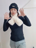 猪小耙（ZHUXIAOPA）平板毛绒围巾仿獭兔毛加厚保暖围脖女秋冬季百搭交叉简约围巾 米白色 88cm 实拍图