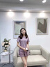 COZOK高端运动品牌瑜伽服女夏天排汗健身服宽松大码速干衣专业跑步健身房运动套装女 紫色（短袖+文胸+短裤） L 105-115斤 实拍图