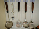 康巴赫304不锈钢铲勺五件套炒菜铲子汤勺漏勺胡桃木手柄炒菜铲锅铲套装 304不锈钢汤勺 实拍图
