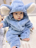 papa爬爬秋冬新款男女宝宝动物造型爬服抱抱绒连体衣婴儿保暖哈衣 浅蓝 90cm 实拍图