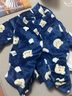 南极人儿童睡衣法兰绒套装男童冬季加厚保暖翻领家居服 小熊藏青 140 实拍图