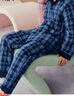三枪（THREEGUN）睡衣男女绒布夹棉加厚加暖磨绒新疆棉亲肤格纹开襟长袖情侣家居服 藏青格-绒布加棉男款 3XL 仅男款 实拍图