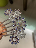 梦逸盘发u形发簪头饰蝴蝶结新娘发饰发卡发箍韩版插梳发梳盘发发饰 水钻花朵紫色 实拍图