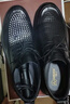 强人头层牛皮时尚商务休闲皮鞋镂空透气简约男凉鞋 JDD87522 黑色 42 实拍图