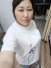 对白索罗娜凉感花朵印花T恤女夏季2024新款宽松休闲文艺短袖上衣 芡实白 170/XL 晒单实拍图