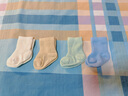 巴厘小猪（BALIPIG）宝宝中筒袜春秋季0-3月婴儿袜新生儿袜男童短袜女童弹力儿童袜子 白色蓝色卡其绿色装 4双 S 9-10cm 实拍图