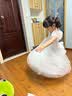 安妮优儿女童礼服花童婚礼小女孩婚纱钢琴演奏演出服儿童高端主持人公主裙 白色长款短袖 130 实拍图