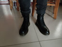 JUKUANG【头层牛皮】2023新款男靴子真皮马丁靴男冬季英伦风高帮加绒男鞋 黑色单鞋602 41 实拍图
