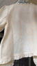 茵曼法式方领衬衫女士夏季新款木耳花边压褶泡泡袖肌理感衬衣 浅杏色 S 晒单实拍图