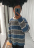 港蒂湾毛衣男冬季加厚港风复古麻花条纹圆领毛衣外套男宽松慵懒风情侣 蓝色 XL-135-155斤 实拍图
