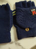 迪淑琪儿童手套秋冬季男孩防寒6-12岁保暖男童半指翻盖五指小学生写字 M标（藏青）10-18岁 均码 实拍图