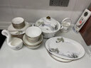 鸿喜盛世中式餐具套装碗盘组合轻奢餐具骨瓷家用高档餐具乔迁骨瓷餐具 柳岸烟霞10人配置60件 60头 实拍图