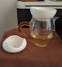 宣室堂玻璃加厚耐热公道杯功夫茶具配件分茶器茶海加茶漏茶虑过滤器大号 企鹅公杯黄把330毫升 实拍图
