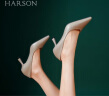 哈森（Harson）哈森2023年春季新品商场同款简约风细跟尖头约会女单鞋HS231701 海雾灰色（羊皮革） 36 晒单实拍图
