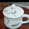 九楼阁 景德镇陶瓷茶杯带盖有手柄青瓷办公水杯350ml 翠鸟莲香 实拍图