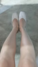 木林森女鞋单鞋女浅口一脚蹬软底鞋平底休闲小皮鞋百搭休闲鞋 米 35  实拍图