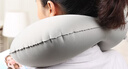 迪加伦 小巧便携充气U型枕按压充气汽车颈枕高铁飞机长途旅行脖子头枕灰 实拍图