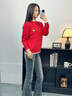 施洛澜半高领毛衣女加绒加厚2025秋冬装新款宽松长袖上衣女士针织打底衫 红色 均码 建议80-135斤 实拍图