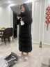 坦博尔鹅绒服女长款连帽收腰显瘦加厚保暖女士羽绒服550890D能量黑170 实拍图