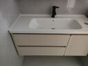 浴美优品实木浴室柜陶瓷一体盆卫生间洗手洗脸盆柜组合洗漱台镜柜奶油风 L39奶黄110橡木门板+普通镜柜+盆 实拍图