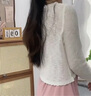 太平鸟女装荷叶边针织开衫上衣女空调衫夏装外搭坎肩镂空罩衫 米白 M 实拍图