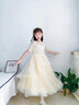 小咔衣浓（Xiaokayinong）儿童礼服公主裙长袖花童婚礼蓬蓬纱女童主持人钢琴演奏演出服夏季 香槟色L068中袖长款 130 实拍图