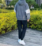 港蒂湾羊羔绒外套男秋冬季加绒棉衣加厚绒棉服男毛巾绣连帽外套学生棉袄 灰色-常规款LRB-W38 L 110-125斤左右 实拍图