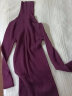 无印良品 MUJI 女式  罗纹高领毛衣 W9AA870 长袖针织衫 深紫红色 XS 实拍图