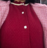 兆君2023秋冬新款圆领长袖羊绒衫女珍珠针织开衫粗针加厚保暖外套 石榴红 105/L 晒单实拍图