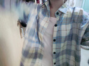 PMOG蓝色格子衬衫女vintage设计小众夏薄款长袖宽松小个子外套 ASL蓝色/【夏季可穿】薄款 L 适合106-120斤 实拍图