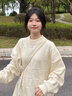 風采兔 2024秋冬棋盘格毛衣女宽松慵懒风bf日系复古针织衫软糯加厚外套 杏色 均码 实拍图
