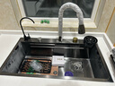 JOMOW九牧王洗菜盆5MM厚瀑布飞雨厨房水槽大单槽304不锈钢洗菜池 80*45cm纳米黑(飞雨瀑布) 抽拉飞雨套餐+台控下水+洗杯器+净水龙头 实拍图