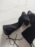 萱俪妮过膝长靴女秋冬季弹力袜靴显瘦高跟粗跟2025新款加绒面长筒棉靴子 黑色加绒5厘米跟 35 实拍图