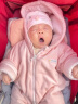 童泰婴儿连体衣秋冬季加厚宝宝水晶绒夹棉外出服 粉色 66cm 实拍图