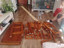 麦芽 实木折叠餐桌椅组合小户型家用简易吃饭桌子咖啡胡桃色6人 8人 咖色桌无抽屉+4凳子 实拍图