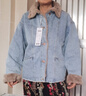 森马（Semir）牛仔棉服女拼接毛领美式复古2024冬宽松毛边夹克街头109724108017 实拍图