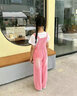 女童春装套装2026新款美式复古大童背带裤时髦秋夏季女孩两件套潮 粉色背带裤 140cm 实拍图