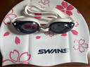 SWANS泳镜女进口防水防雾高清泳帽套装近视游泳眼镜潜水装备樱花400° 实拍图