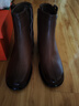 意尔康女靴羊皮粗跟气质通勤及踝靴加绒保暖短靴女 14734W 棕色   38 实拍图