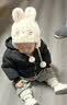 卡度熊（KADUXIONG） 婴儿帽子秋冬款宝宝冬季可爱超萌套头帽女幼儿儿童护耳帽男童冬 兔子-米色 5个月-3岁（头围45-50cm） 实拍图