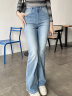Calvin Klein Jeans24春夏新款女士潮流复古洗水高腰直筒微喇牛仔裤J223286 1AA-牛仔浅蓝 26 晒单实拍图